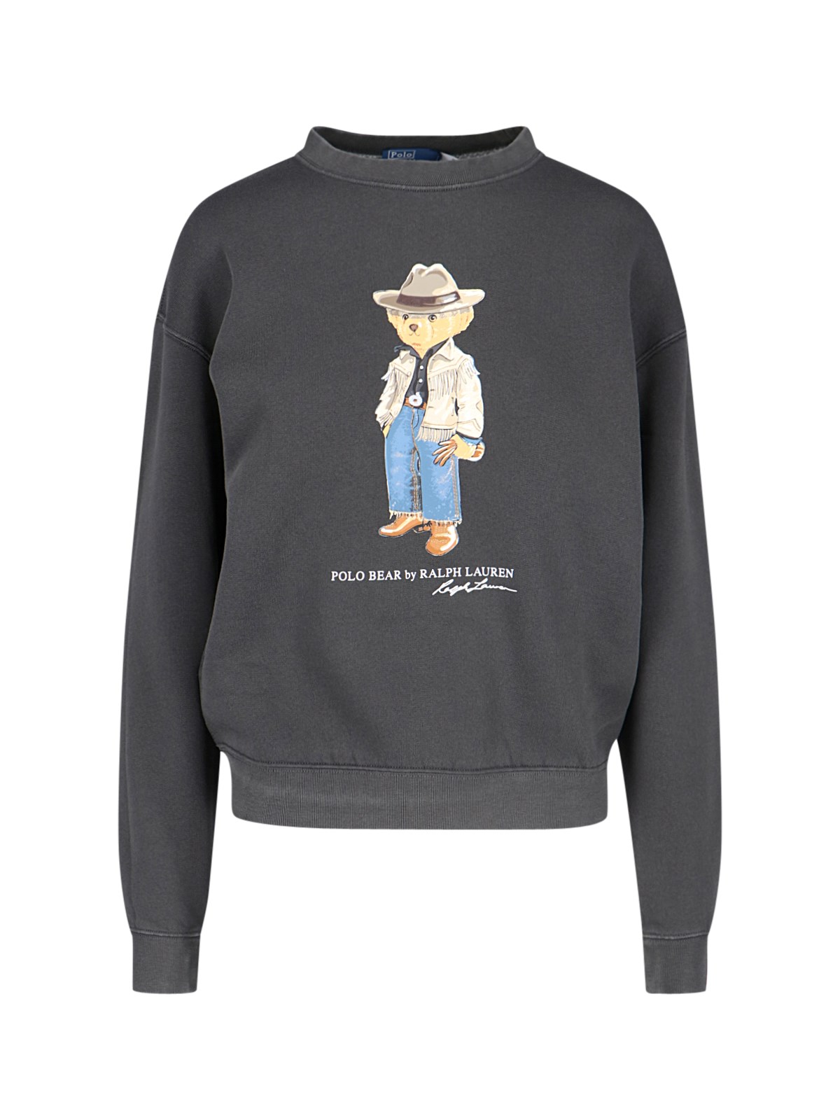 Shop Polo Ralph Lauren 'polo Bear' Print Crewneck Sweatshirt In Gray