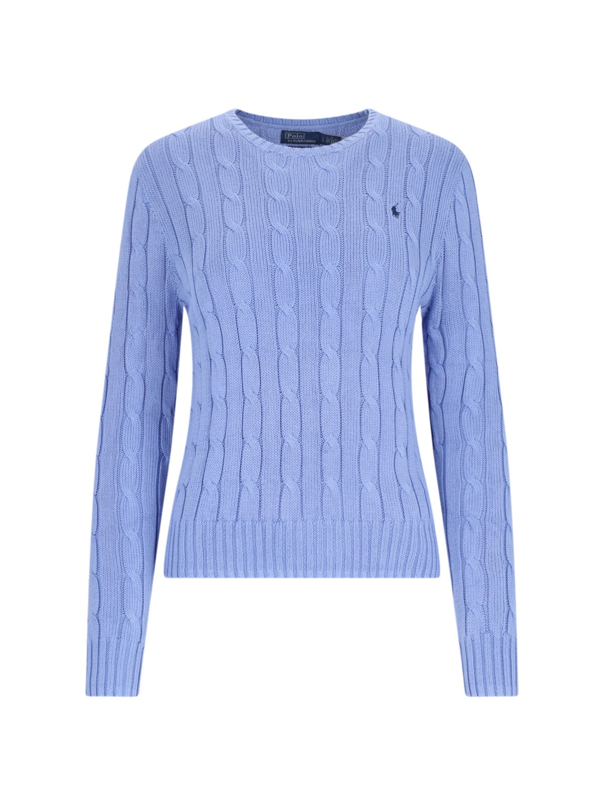 Shop Polo Ralph Lauren Logo Crew Neck Sweater In Light Blue