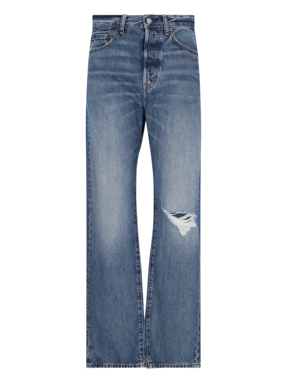 Polo Ralph Lauren Straight Leg Trousers Distressed Detail In Blue