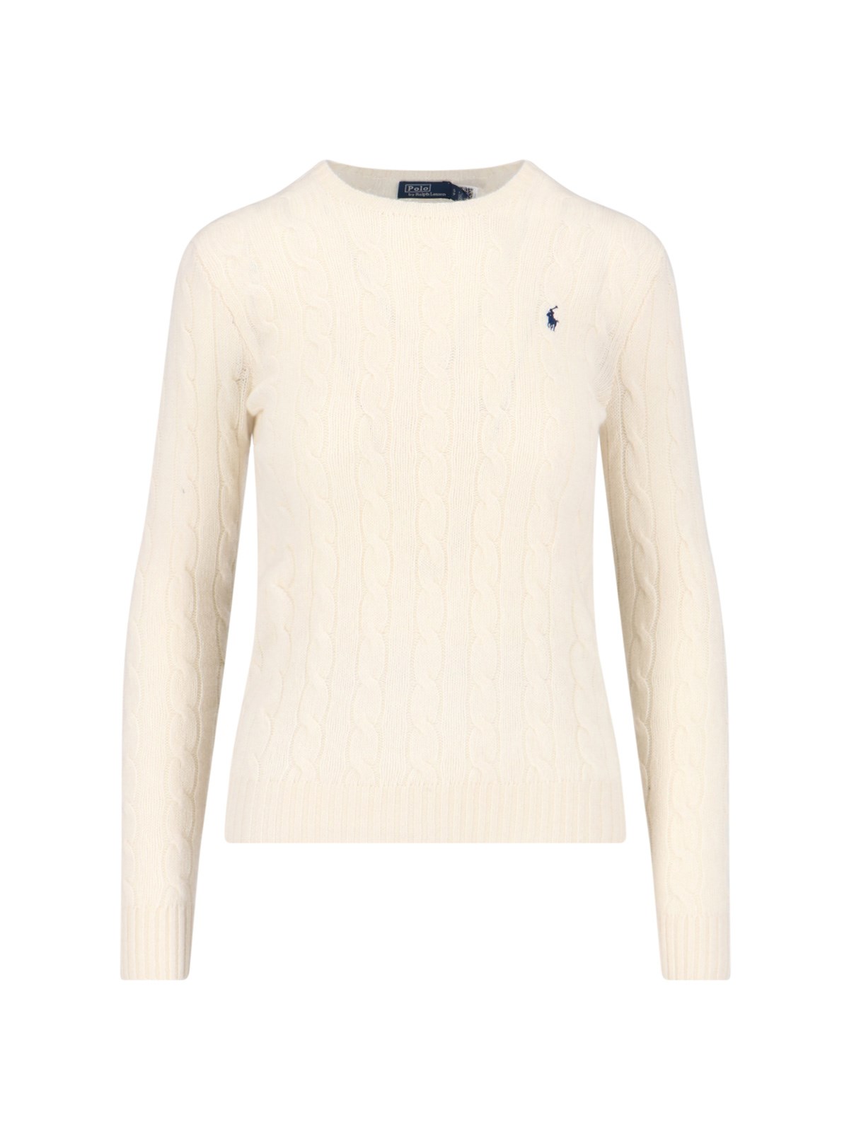 Shop Polo Ralph Lauren Logo Braid Sweater In White