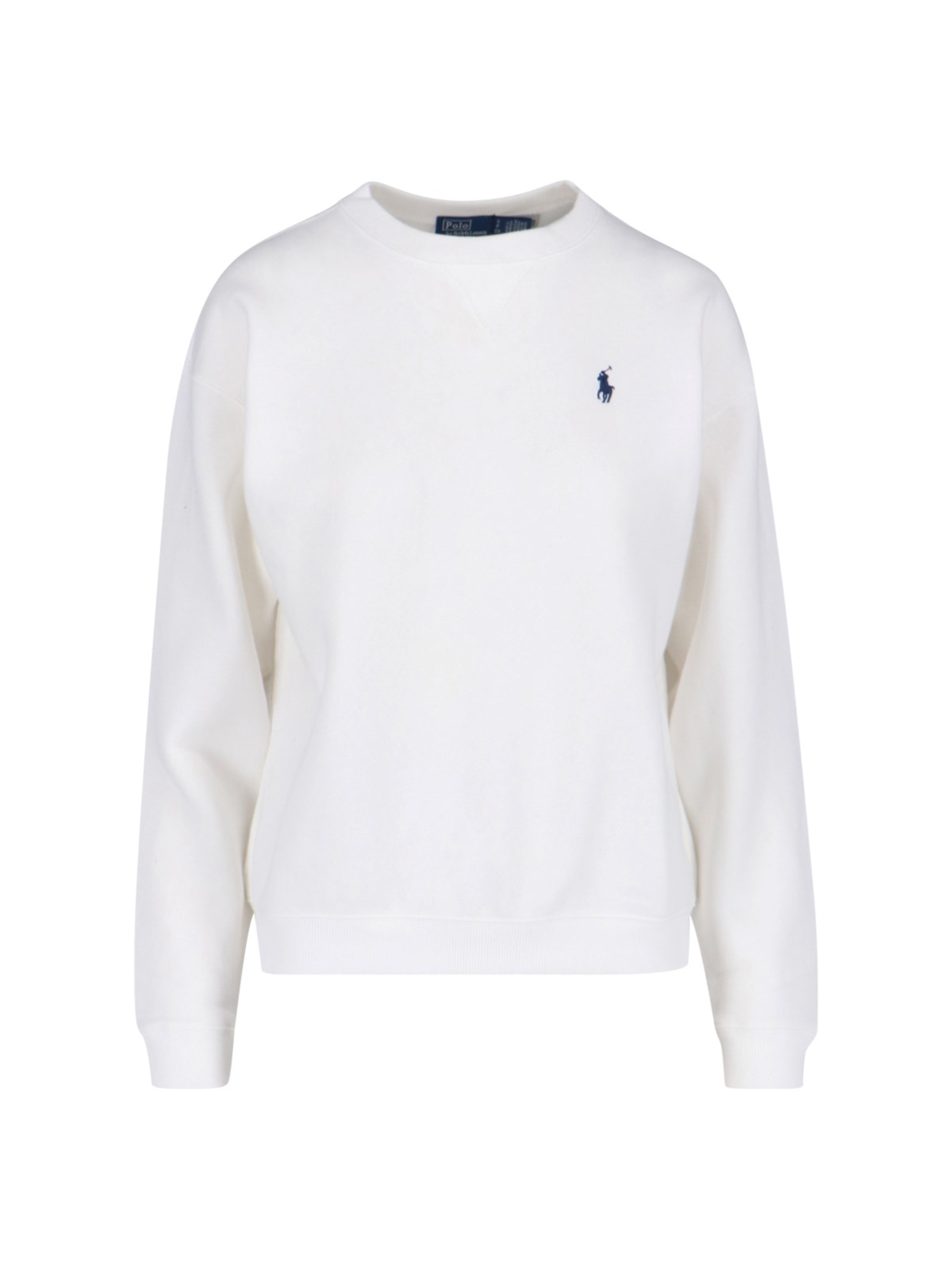 Shop Polo Ralph Lauren Logo Crewneck Sweatshirt In White