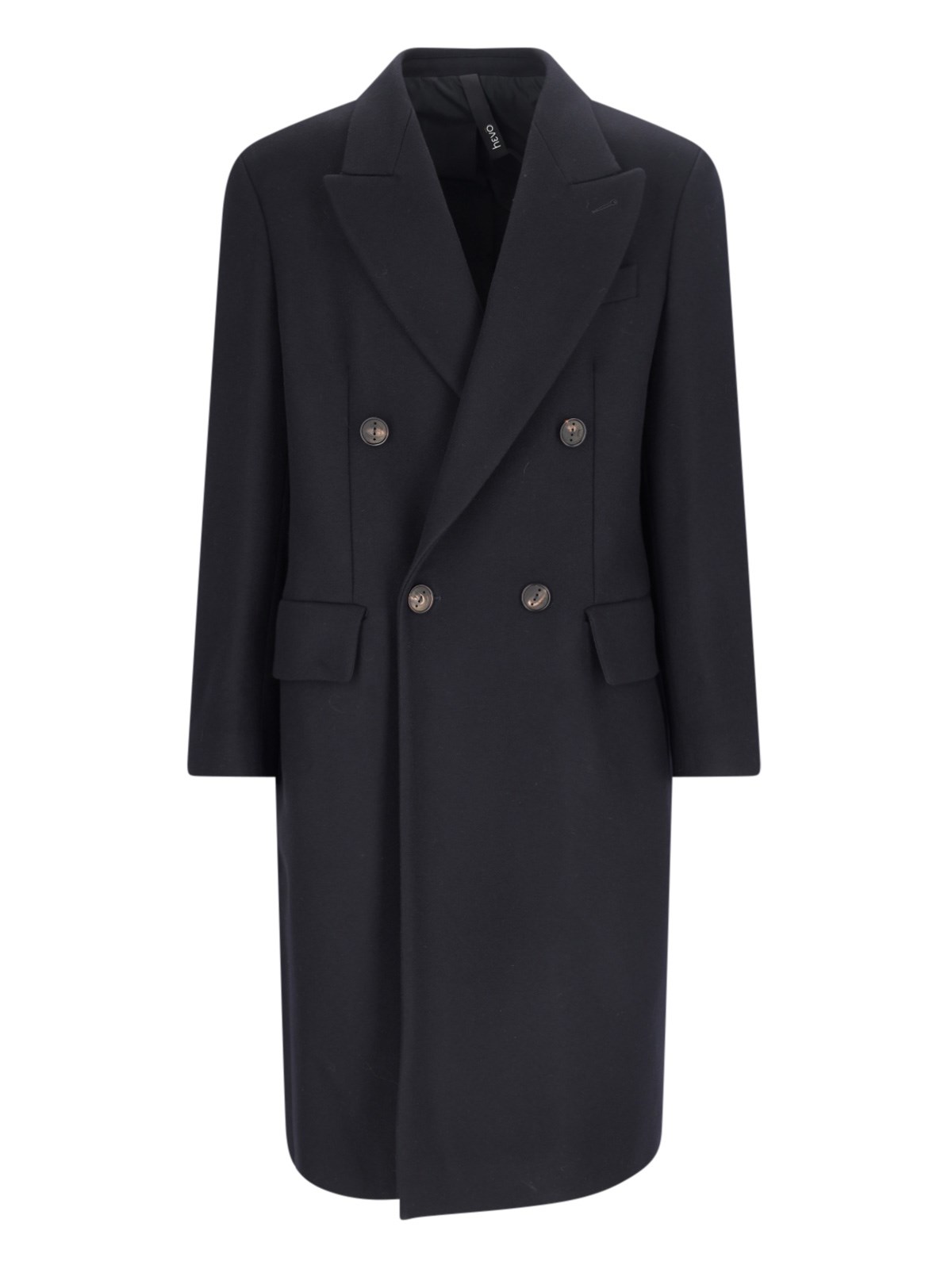 Hevo Hevò Man Coat Midnight Blue Size 40 Pure Virgin Wool Iws, Polyamide In Blue