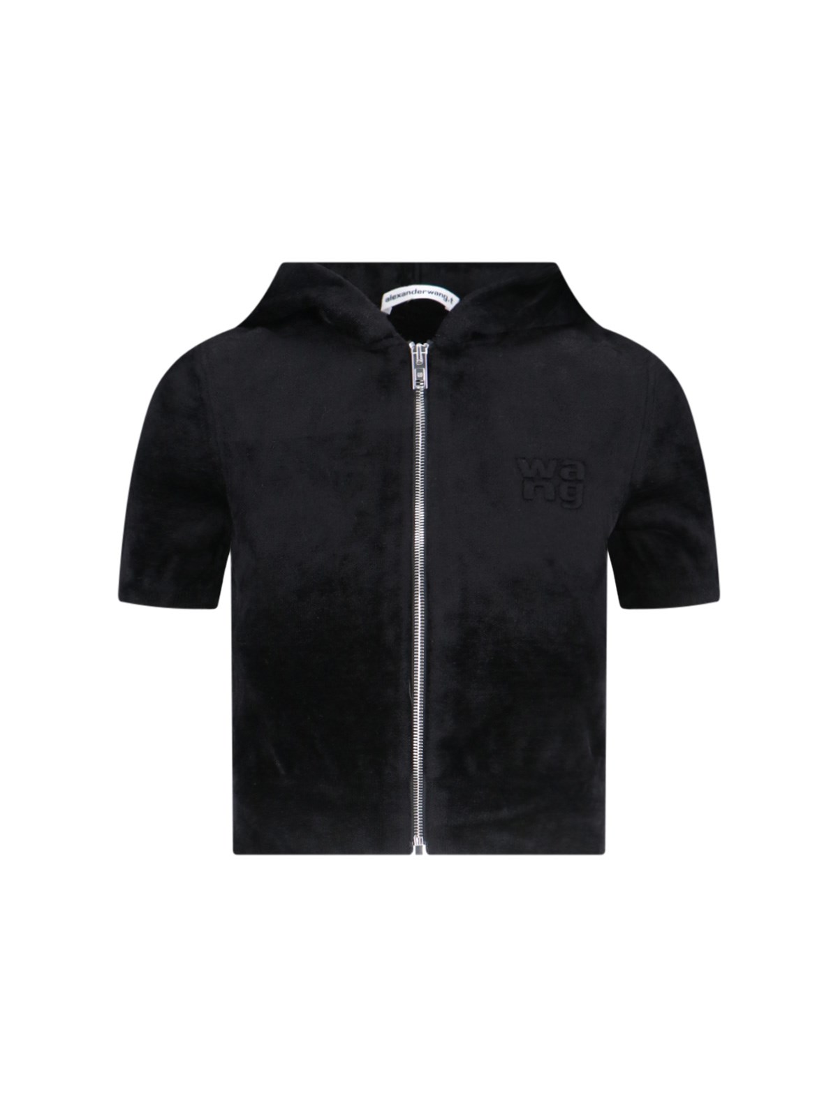 Alexander Wang Crop Zip Sweatshirt In Black  