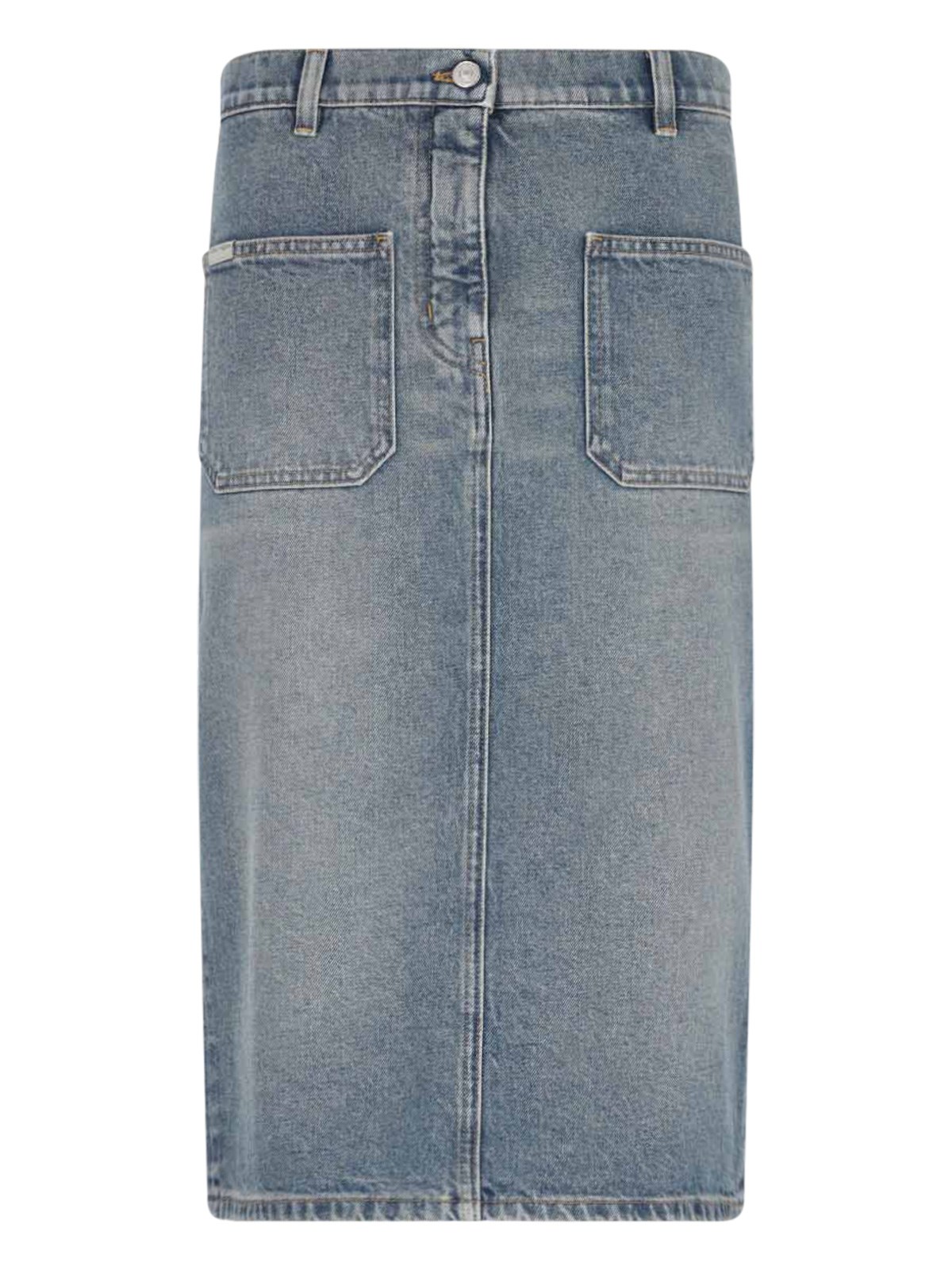 Shop Courrèges Denim Midi Skirt In Blue