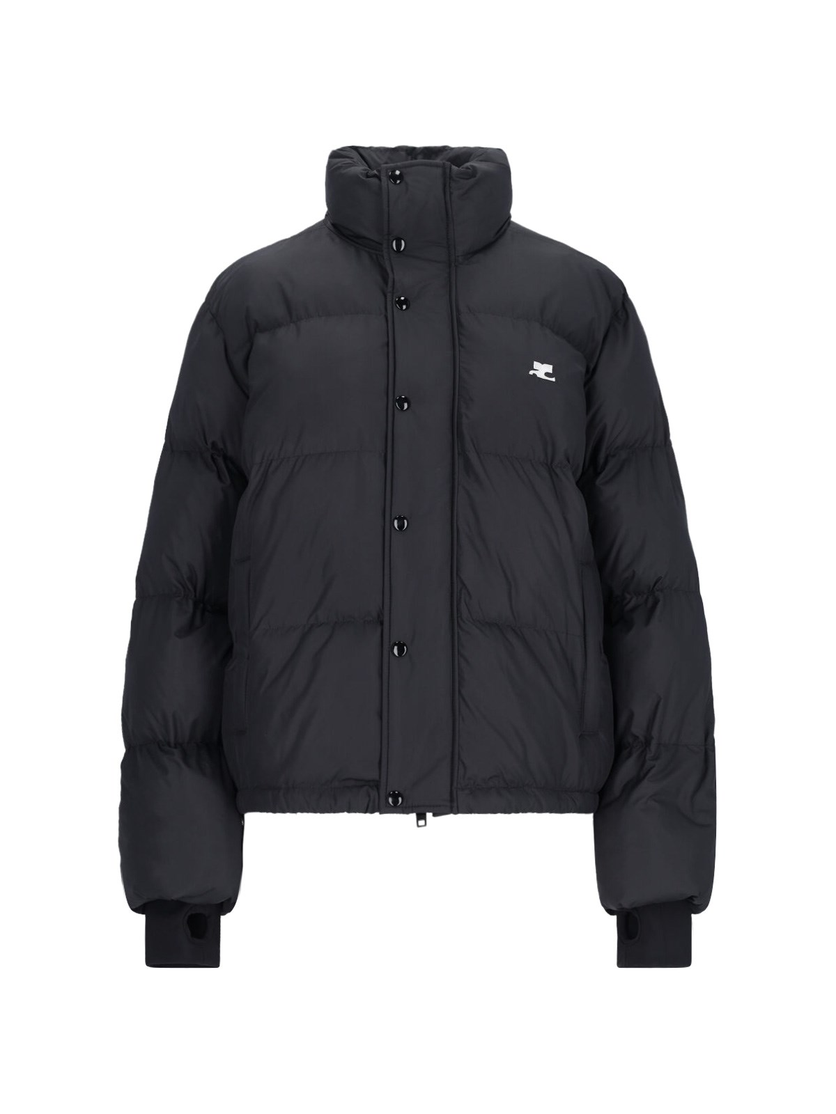 Shop Courrèges Logo Quilted Down Jacket In Black  