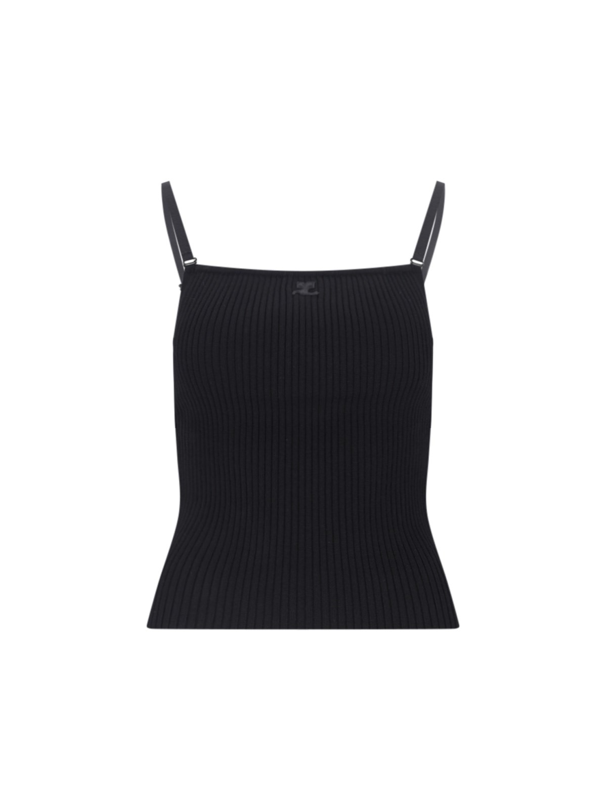 Shop Courrèges Logo Crop Tank Top In Black  