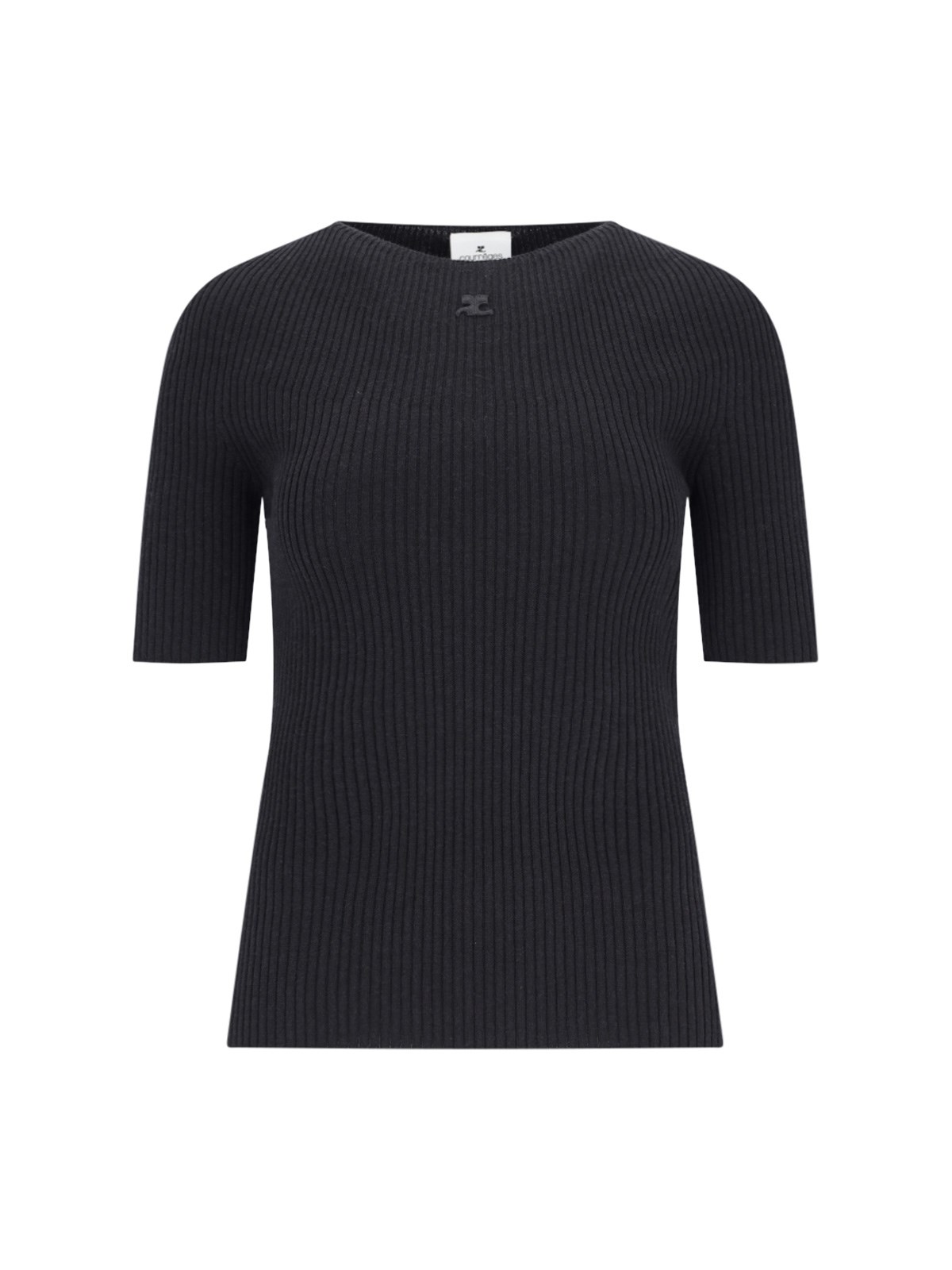 Shop Courrèges 'solar Light' Logo Sweater In Black  