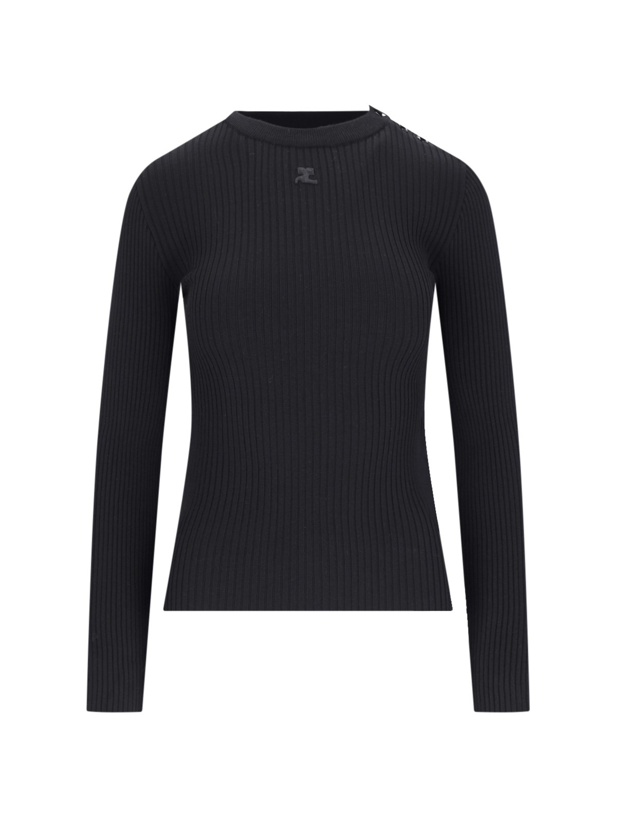 Courrèges Ribbed Sweater In Black  