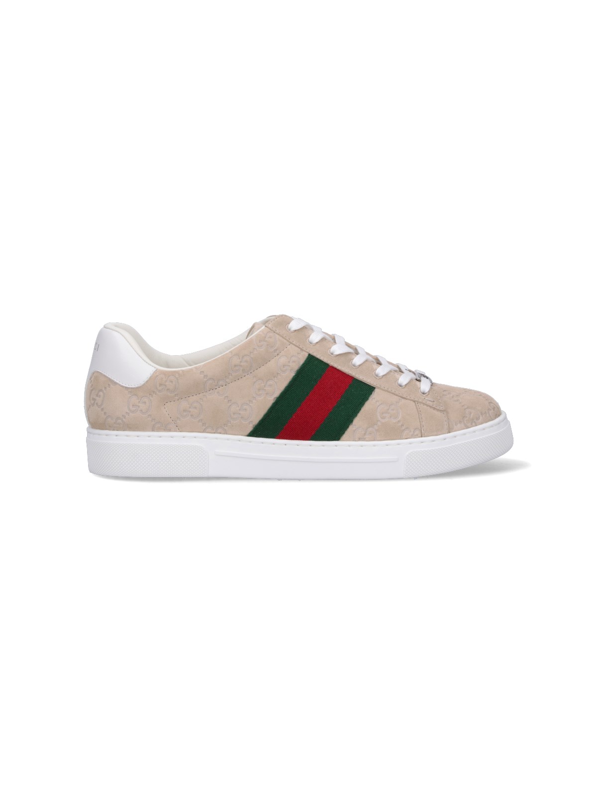 Shop Gucci "ace" Low-top Sneakers In Beige