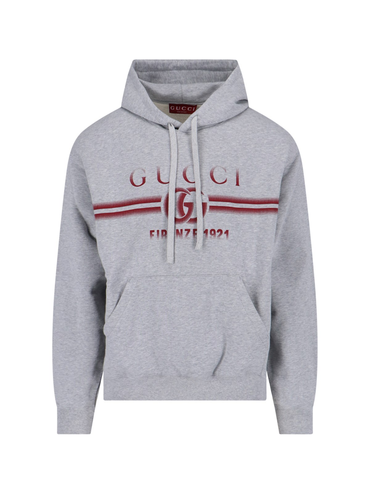 Shop Gucci Print Hoodie In Gray