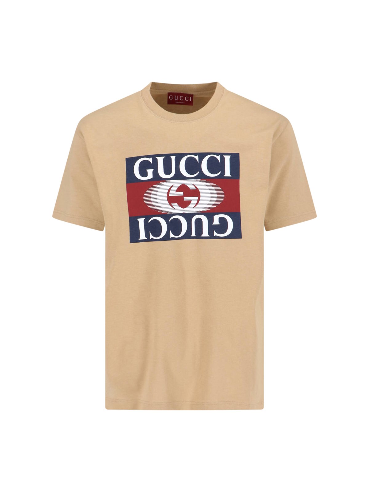 Shop Gucci Logo T-shirt In Beige