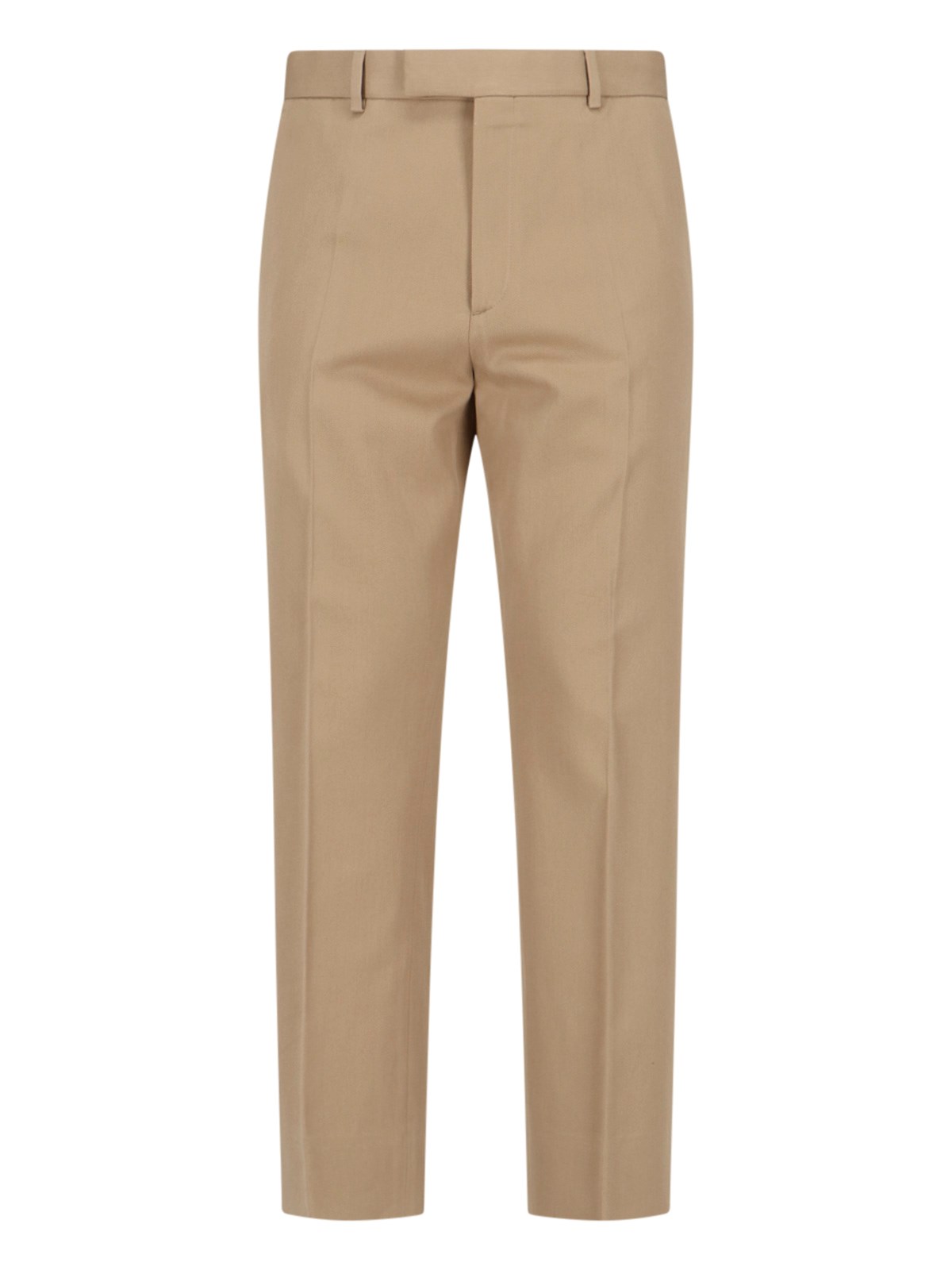 Shop Gucci Web Detail Straight Pants In Beige