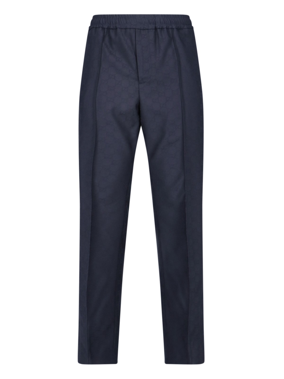 Shop Gucci Logo Straight Pants In Blue