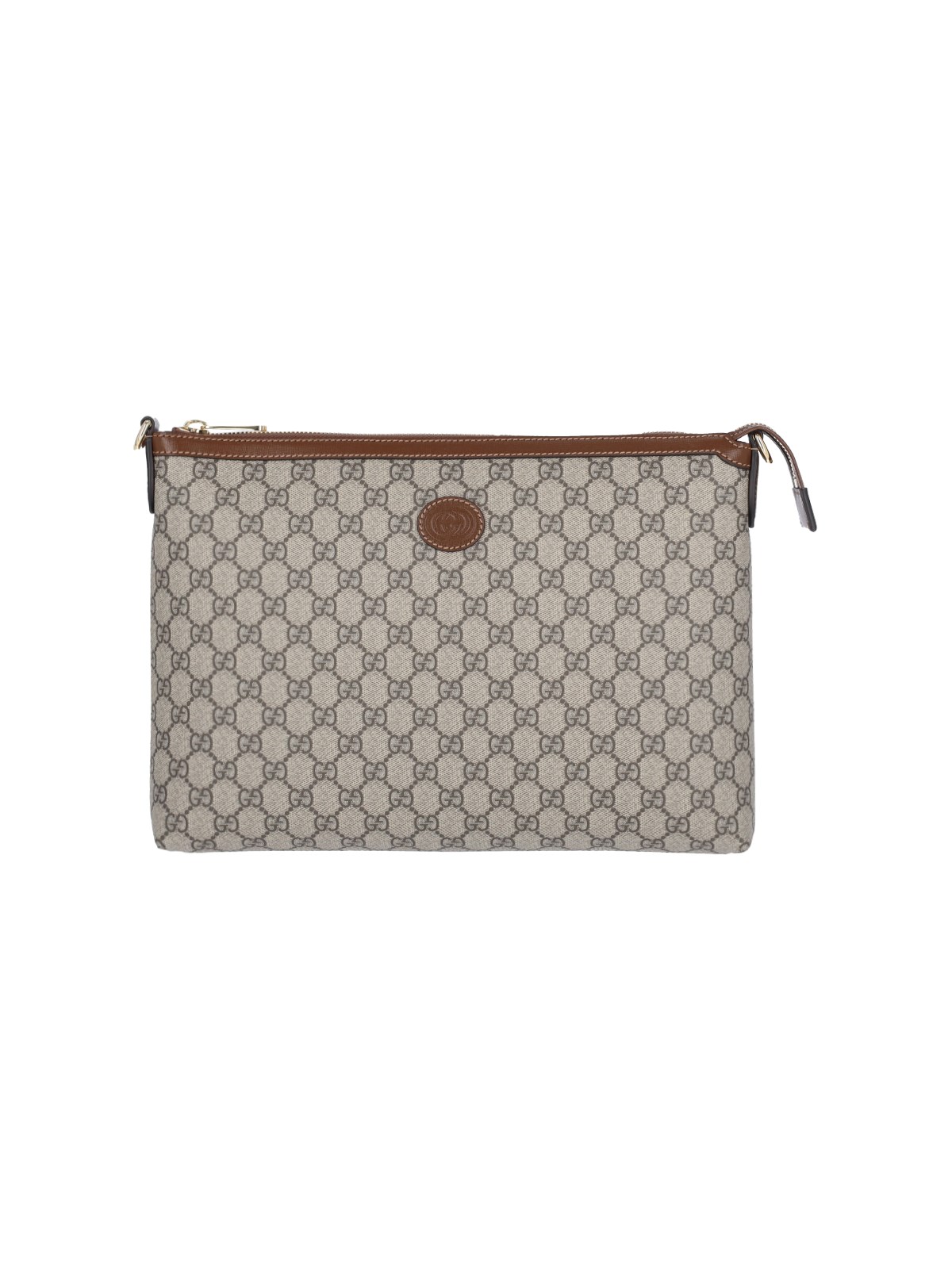 Shop Gucci Logo Shoulder Bag In Beige