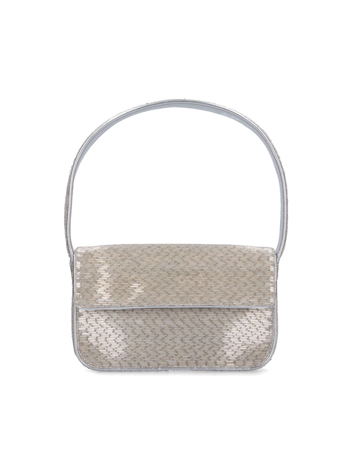 Staud 'tommy' Beads Shoulder Bag In Silver