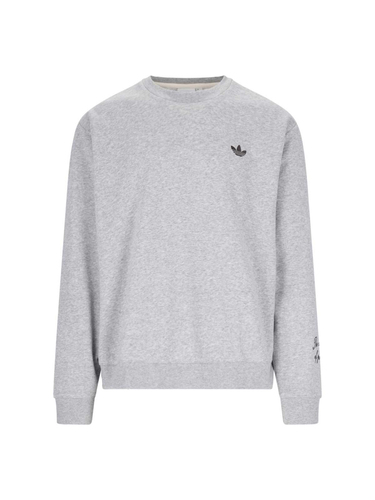 Shop Adidas X Wales Bonner Retro Print Crewneck Sweatshirt In Gray