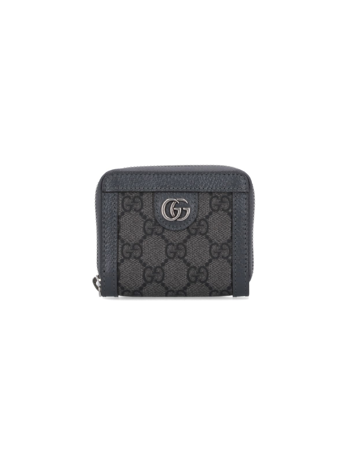 Shop Gucci "ophidia Gg" Logo Wallet In Gray