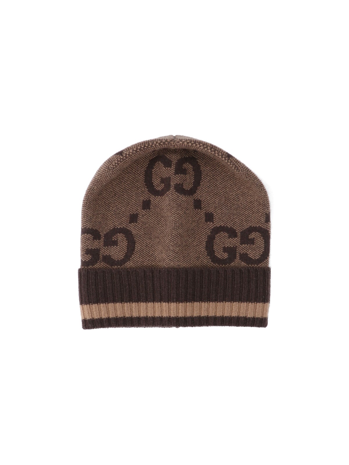 Shop Gucci 'gg' Cashmere Beanie In Brown