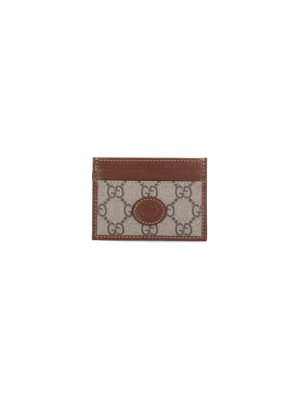 Shop Gucci 'gg' Card Holder In Beige