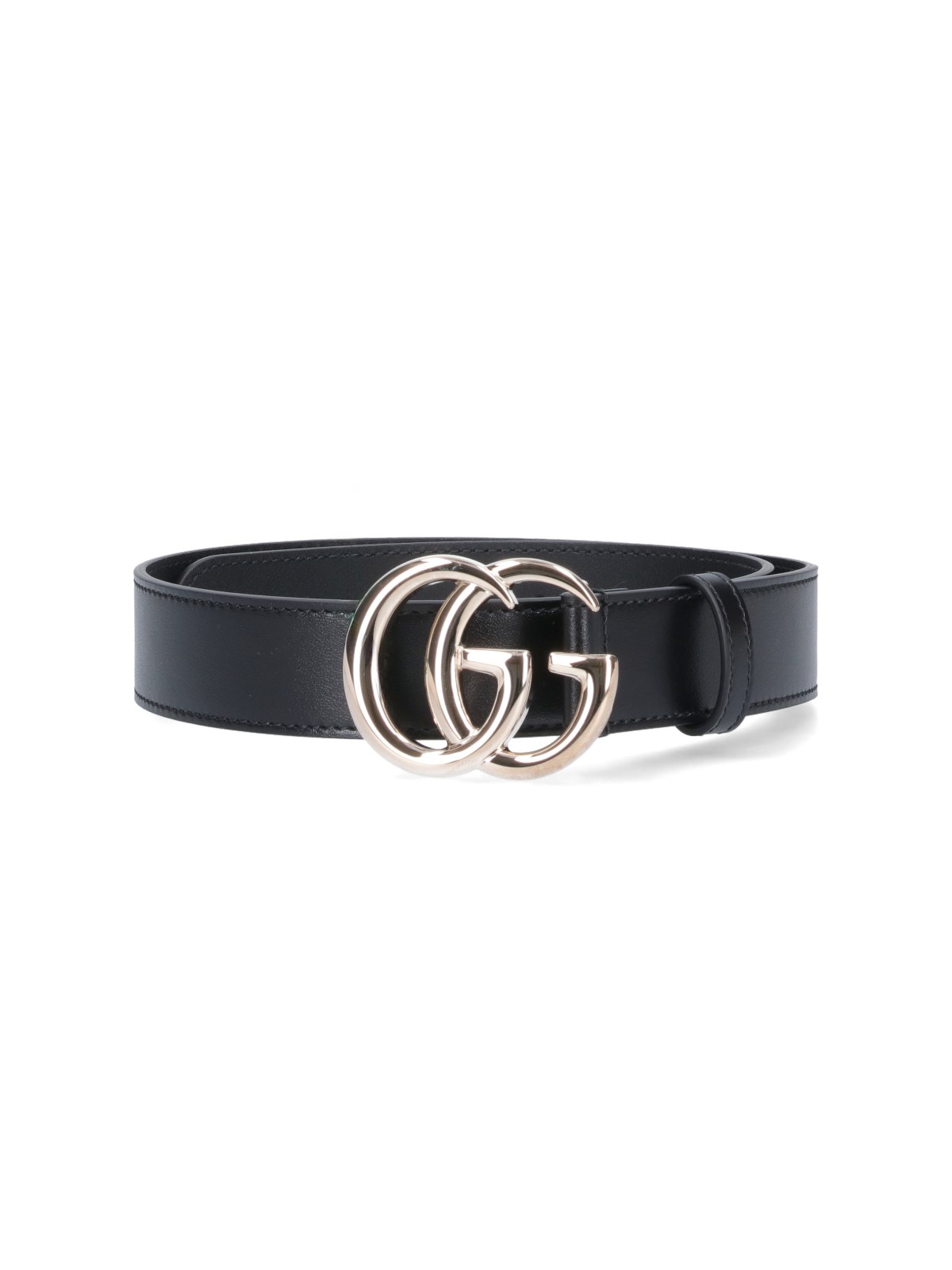 Shop Gucci 'gg Marmont' Thin Belt In Black  