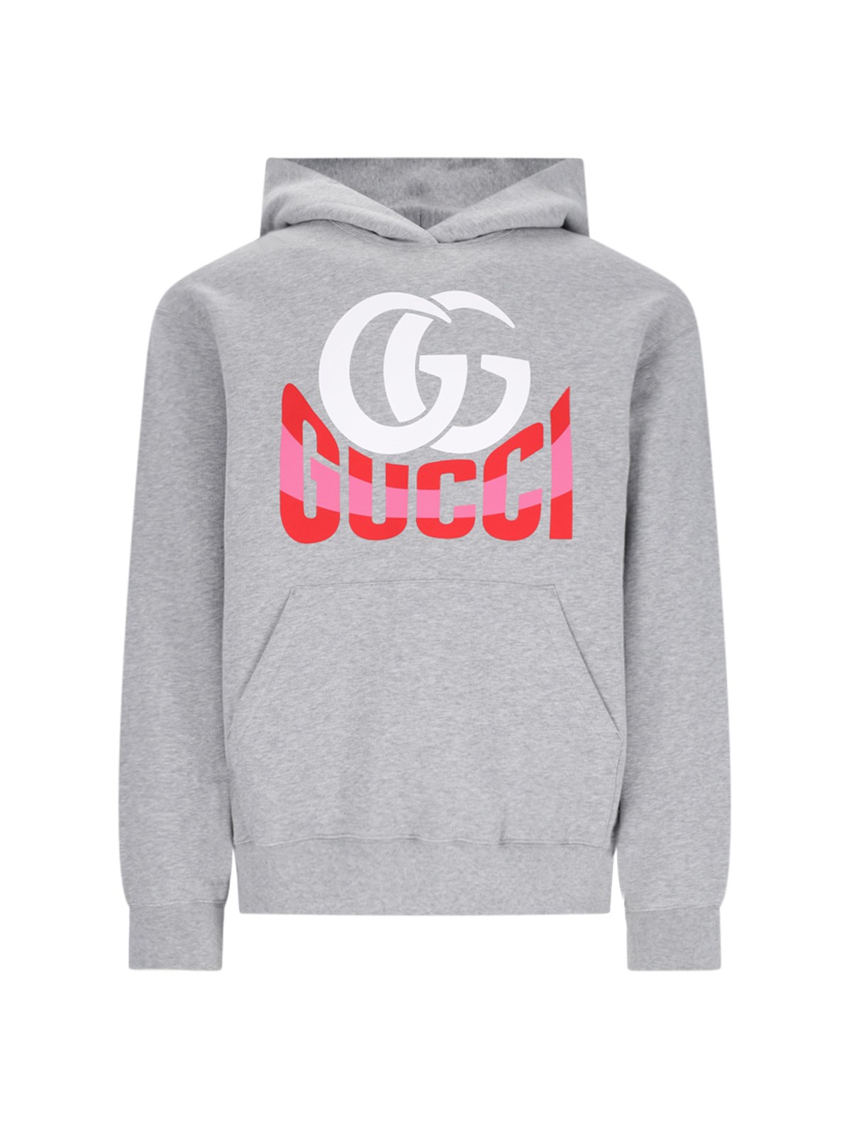 Shop Gucci Logo Hoodie In Gray