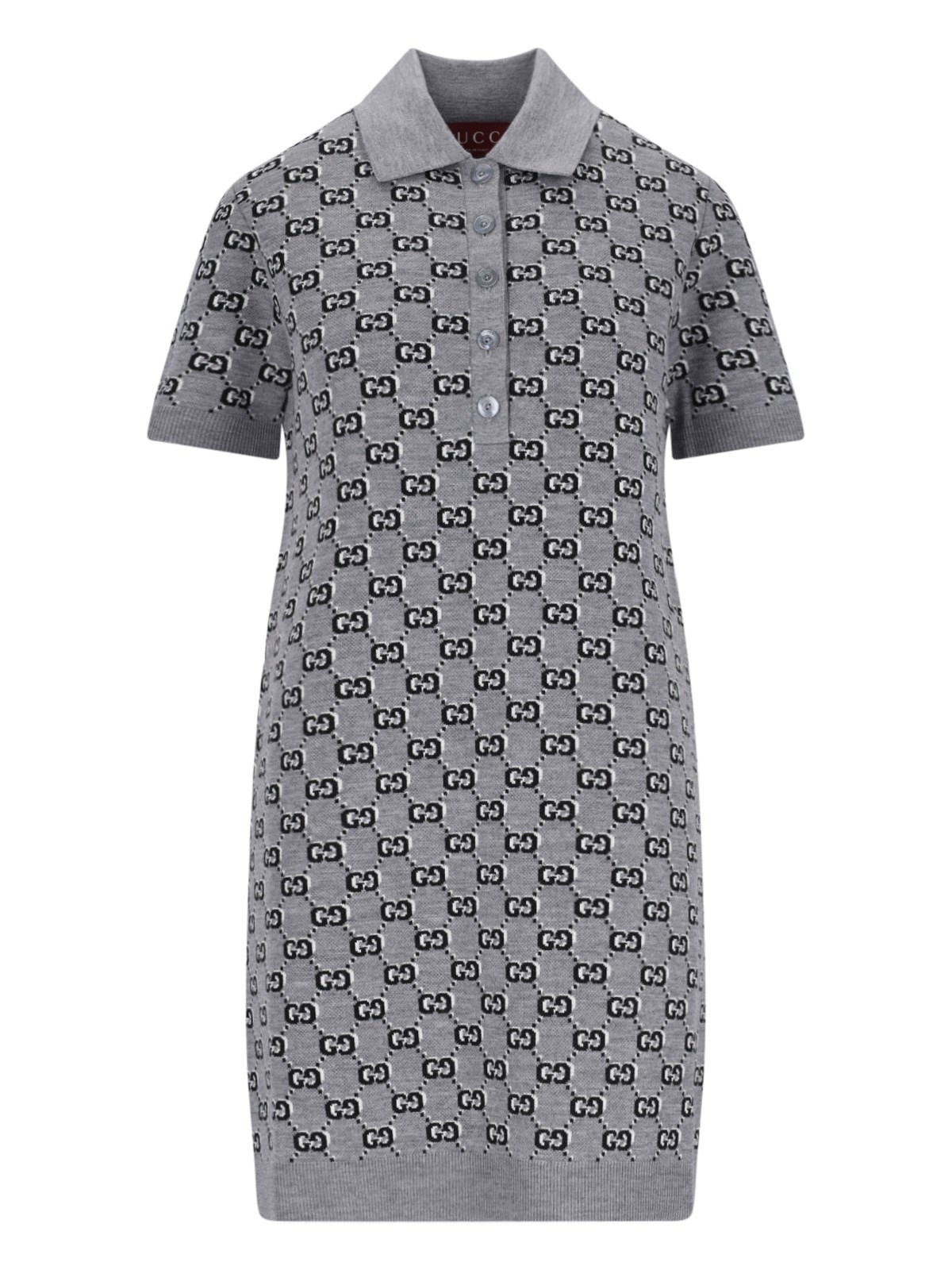 Shop Gucci 'gg Shadow' Mini Polo Dress In Gray