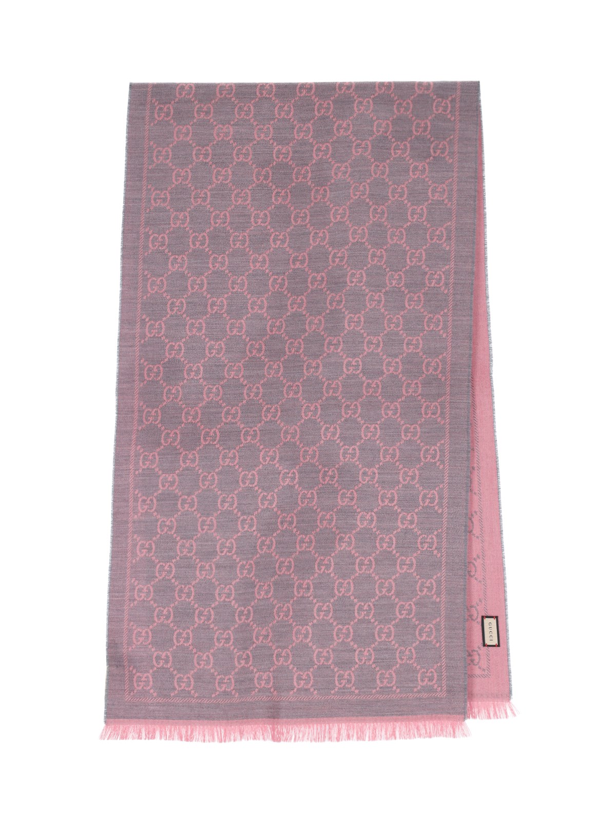 Shop Gucci 'gg' Jacquard Bicolour Scarf In Gray