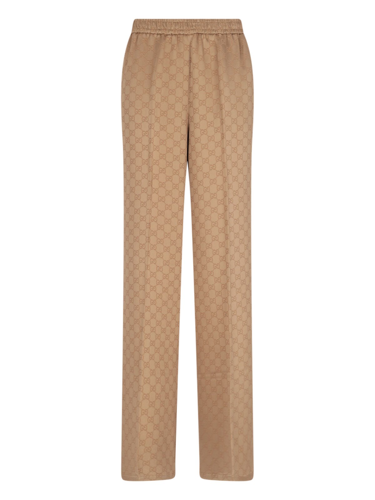 Shop Gucci 'jacquard Gg' Pants In Beige