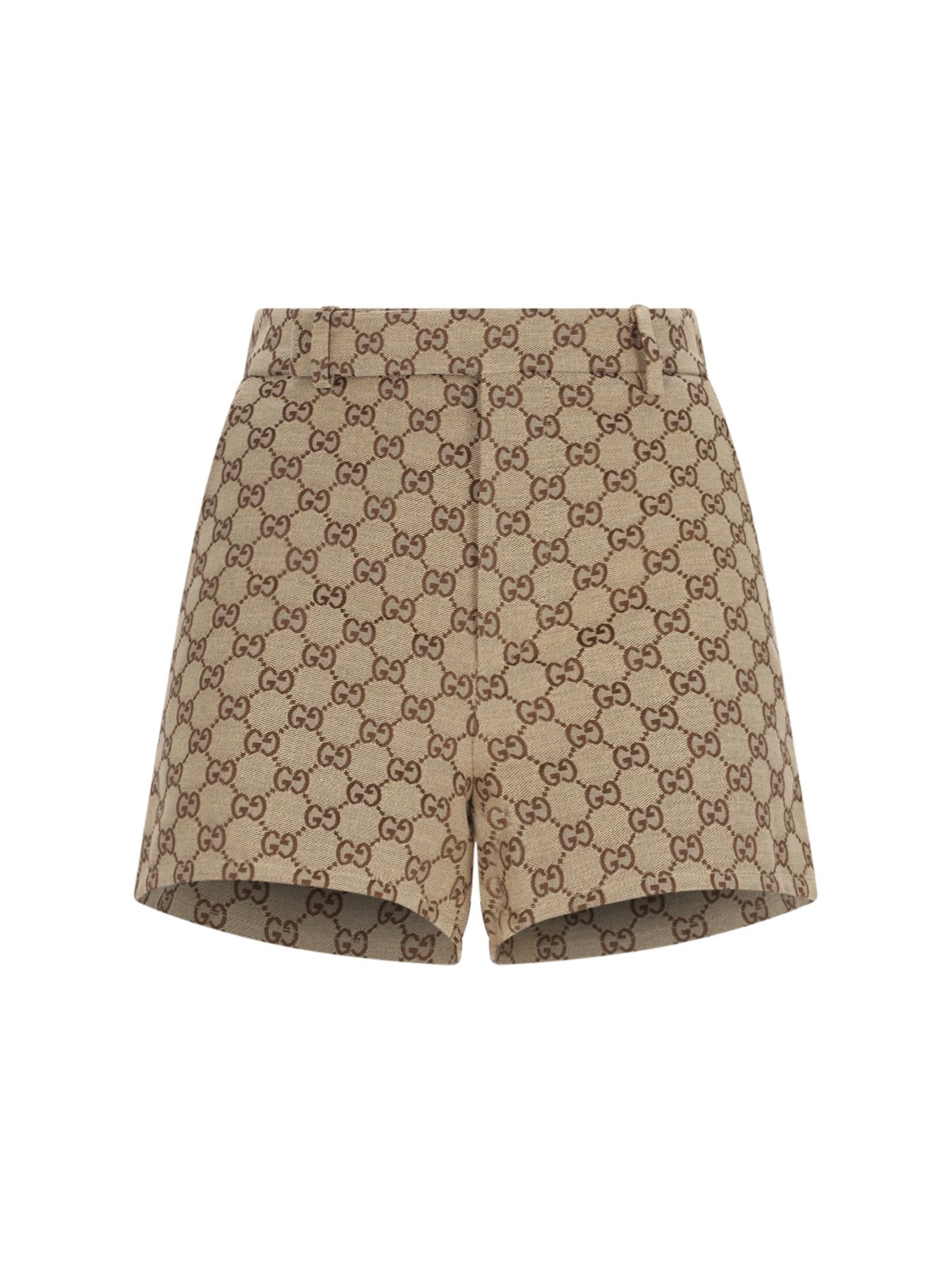 Shop Gucci "gg" Crossed Shorts In Beige