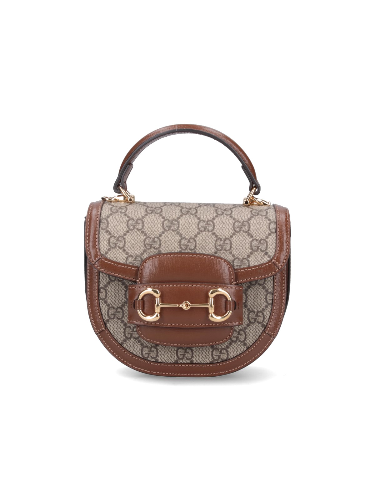 Shop Gucci Mini Bag "horsebit 1955" In Beige