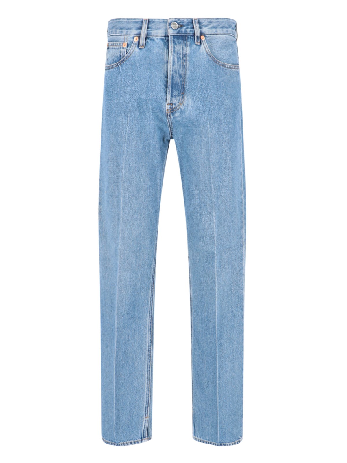 Shop Gucci Logo Straight Jeans In Blue