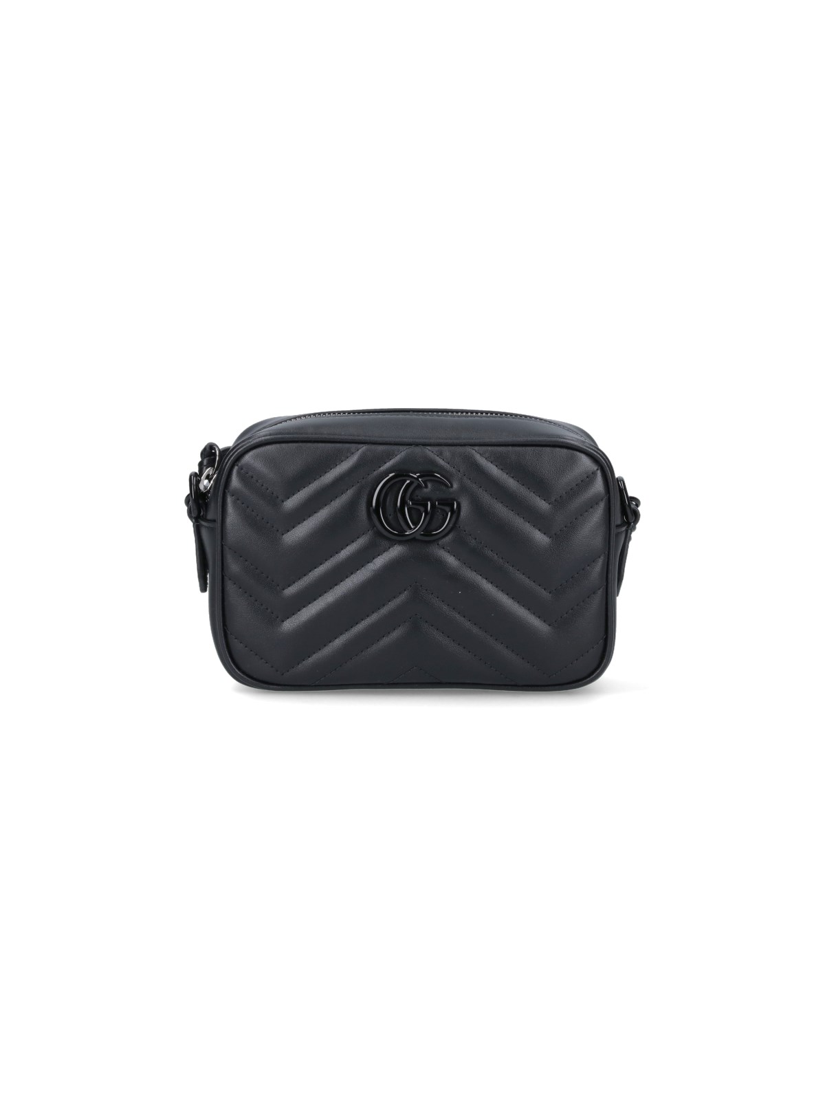Shop Gucci Mini Shoulder Bag "gg Marmont" In Black  