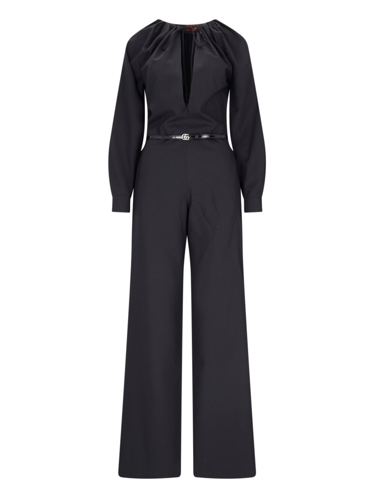 Shop Gucci One-piece Belt Detail Jumpsuit In Black  