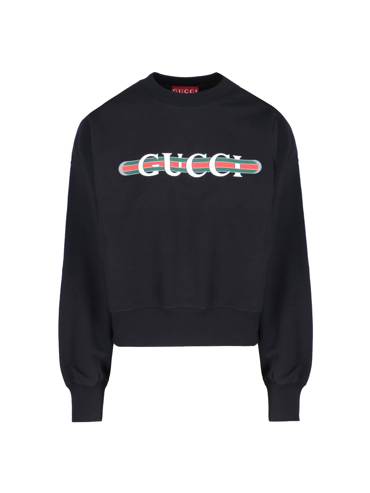 Shop Gucci Logo Crewneck Sweatshirt In Black  