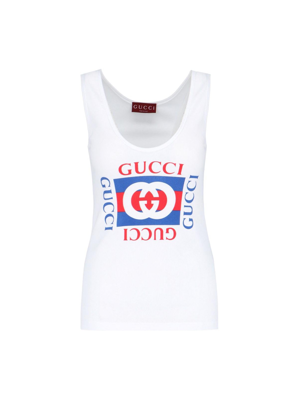 Gucci Logo Print Tank Top In White