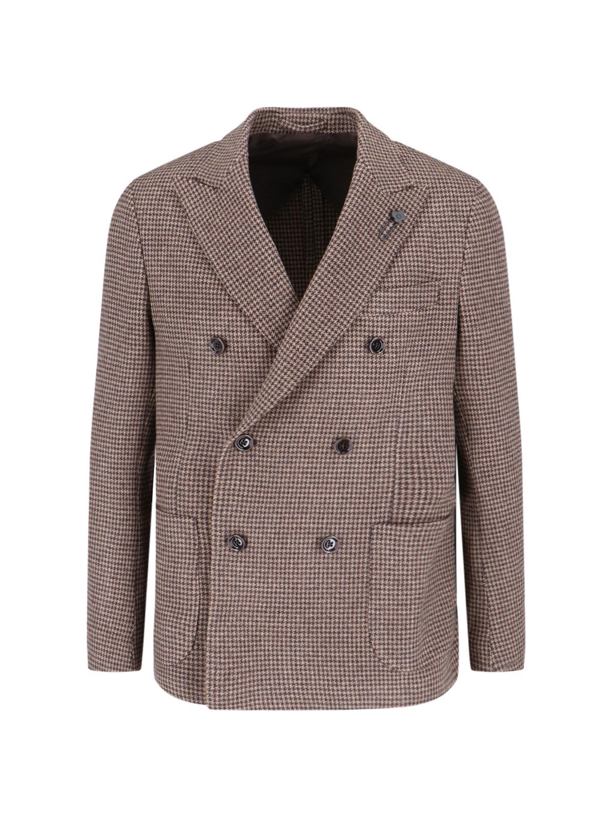 Shop Lardini Double-breasted Blazer In Brown