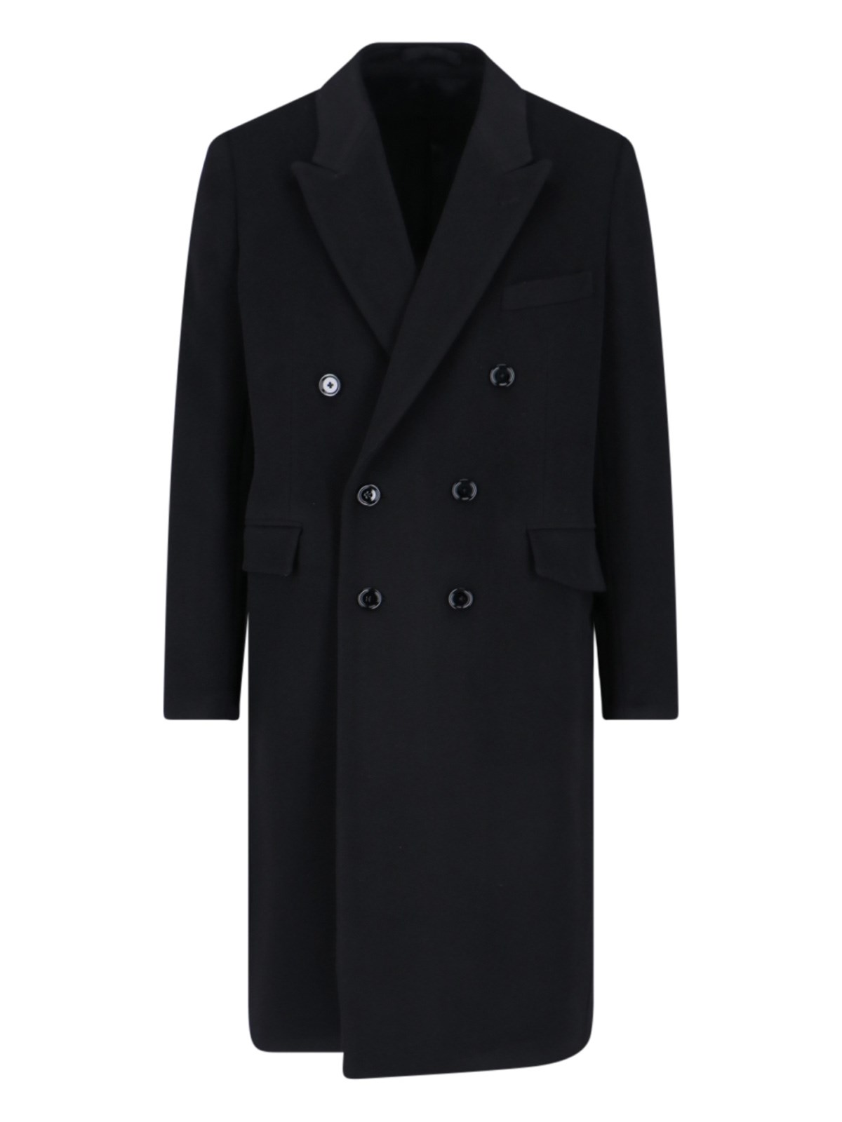 Shop Lardini Double-breasted Midi Coat In Black  