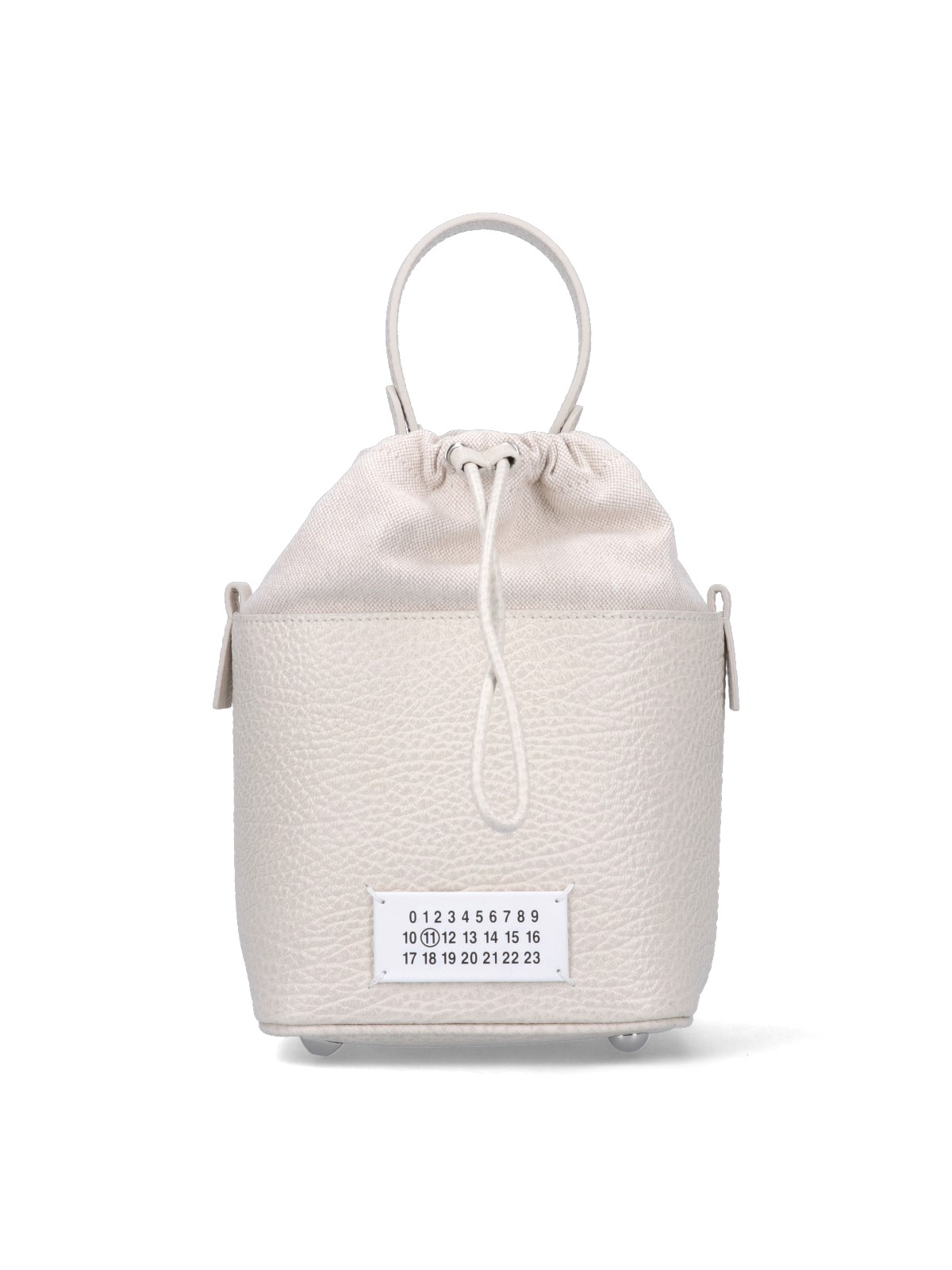 Maison Margiela Chalk Leather And Canvas Mini 5ac Bucket Bag In Gray