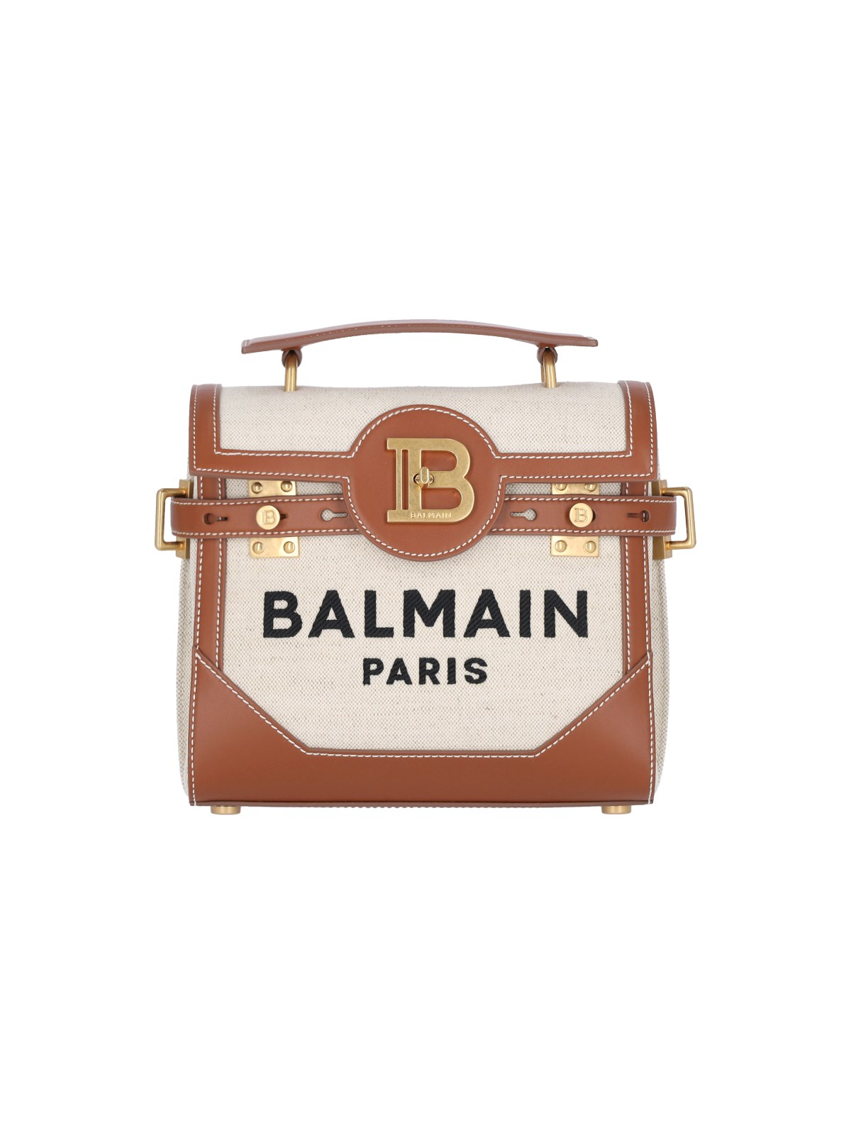 Shop Balmain "b-buzz 23" Crossbody Bag In Cream