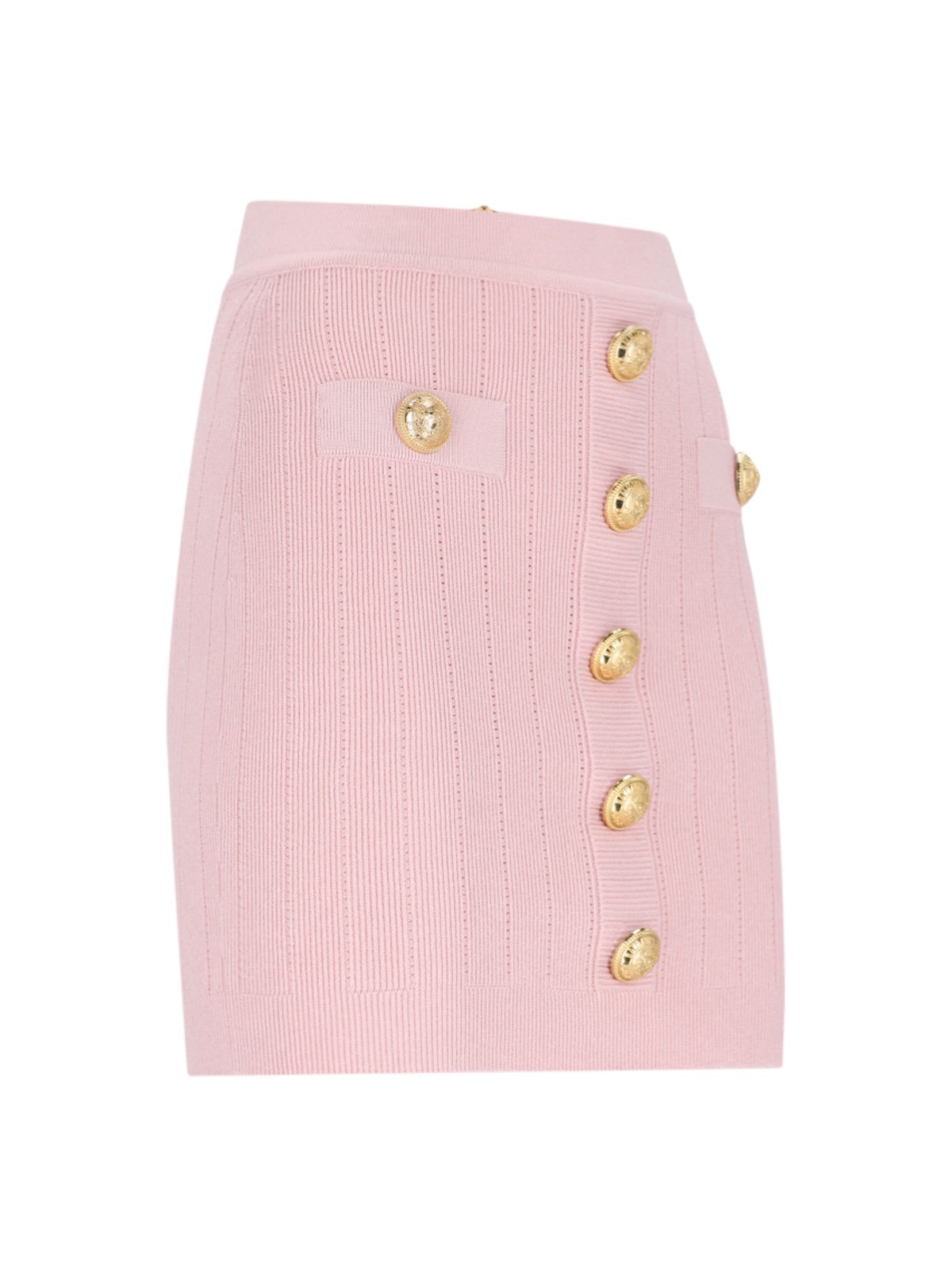 スカート BALMAIN Woman Skirt Pink EF1LB290KB07 0LB Midi skirt in a plain ribbed knit - Women | BALMAIN
