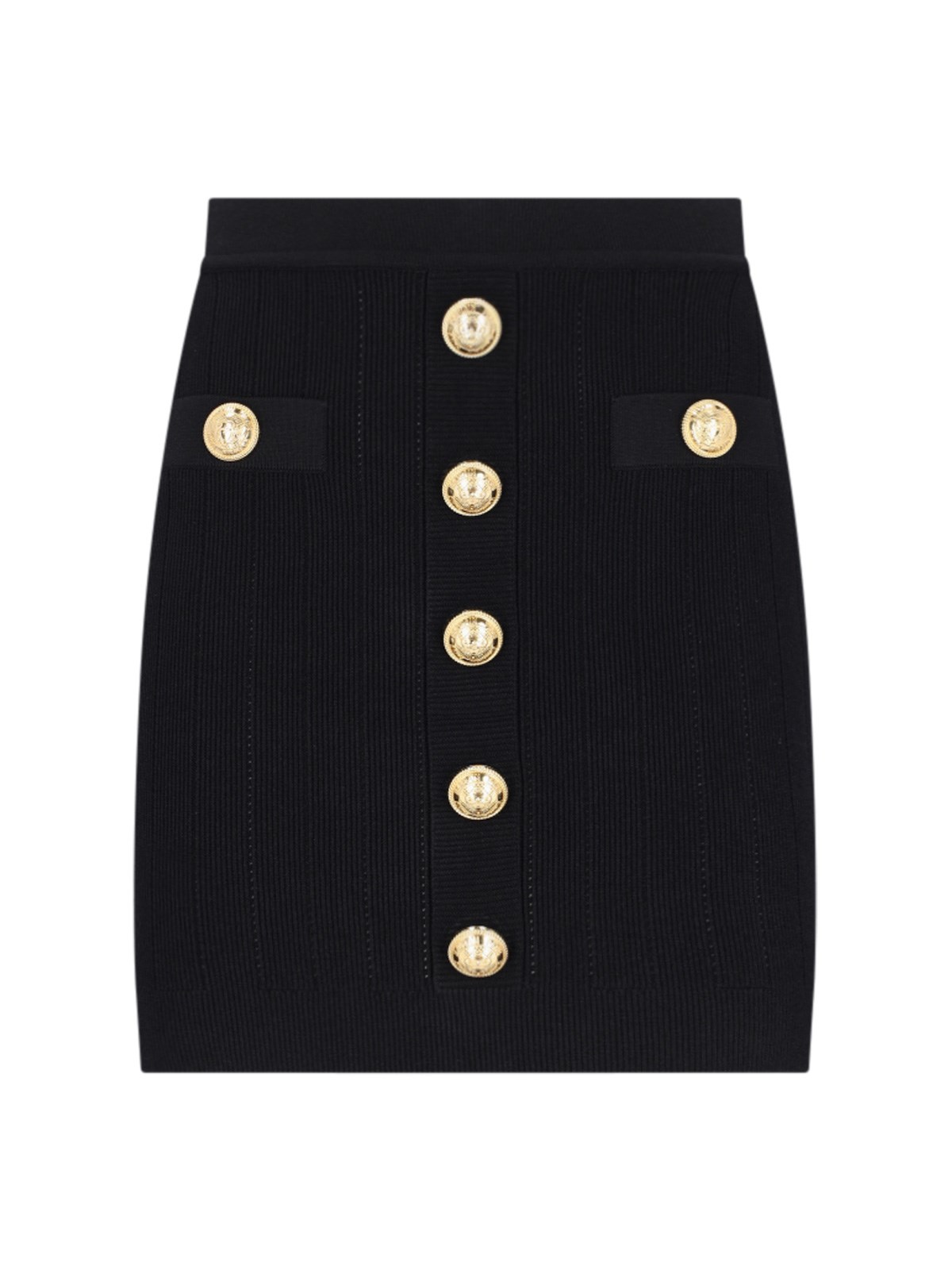 Shop Balmain Knitted Mini Skirt In Black  