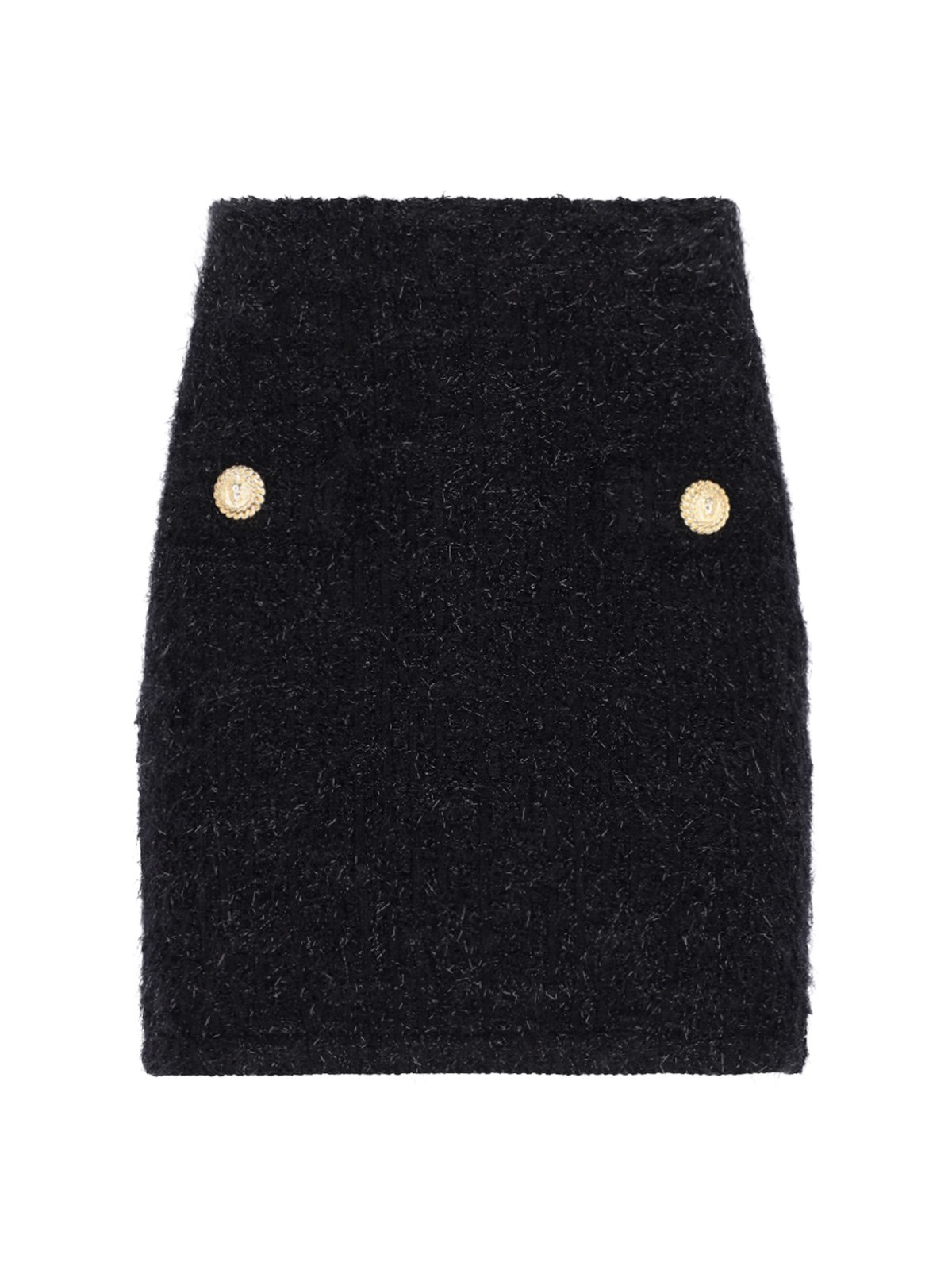 Shop Balmain Tweed Mini Skirt In Black  
