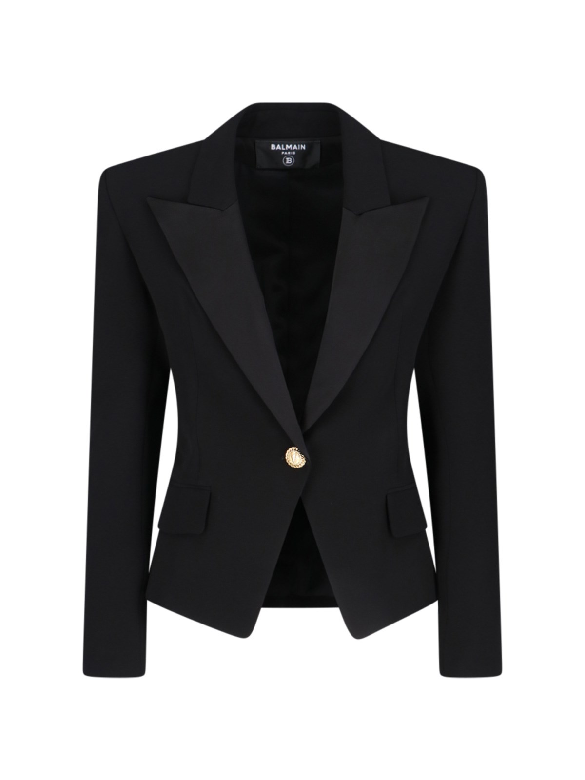 Shop Balmain Single-breasted Crepe Blazer In Black  