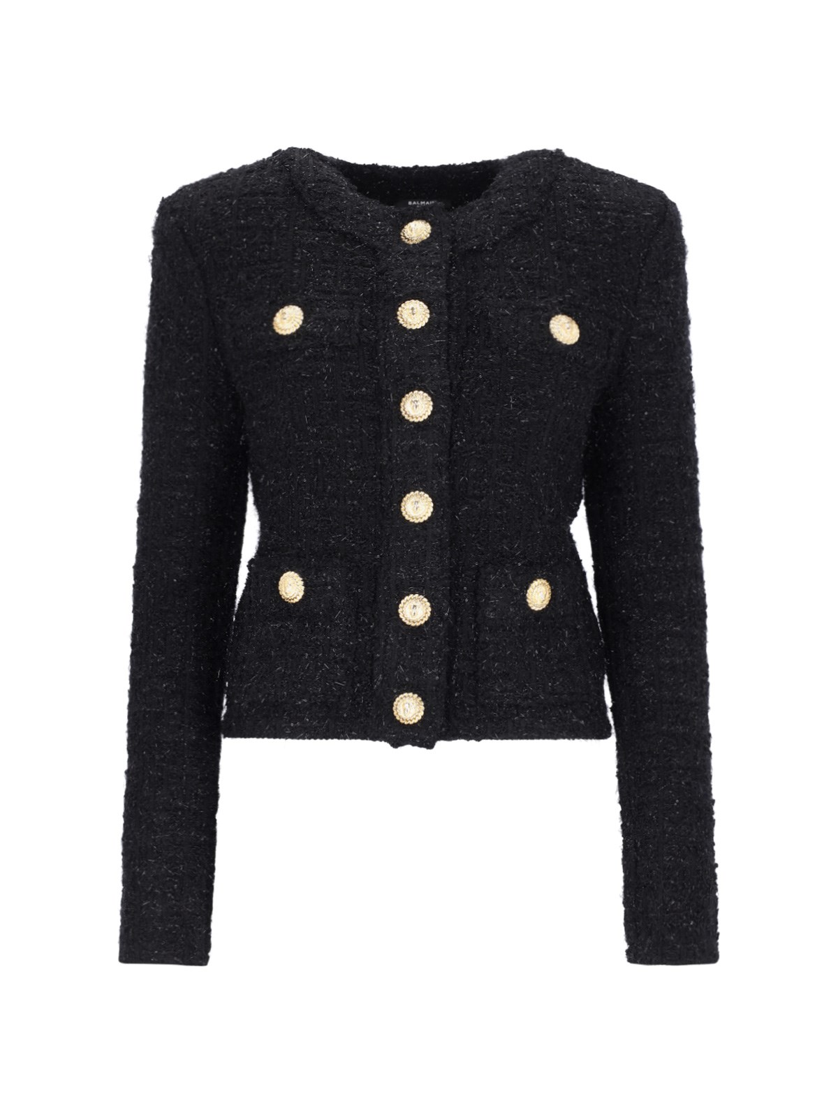 Shop Balmain Tweed Jacket In Black  