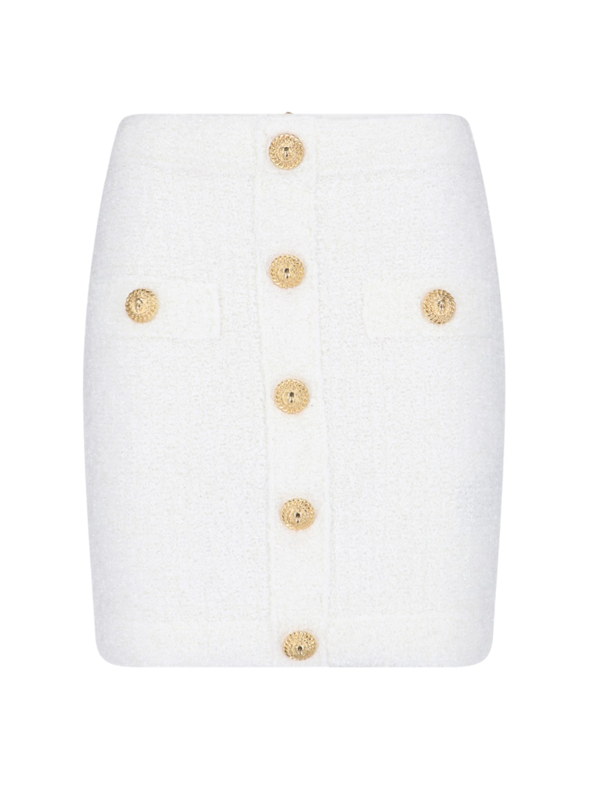 Shop Balmain Buttons Miniskirt In White