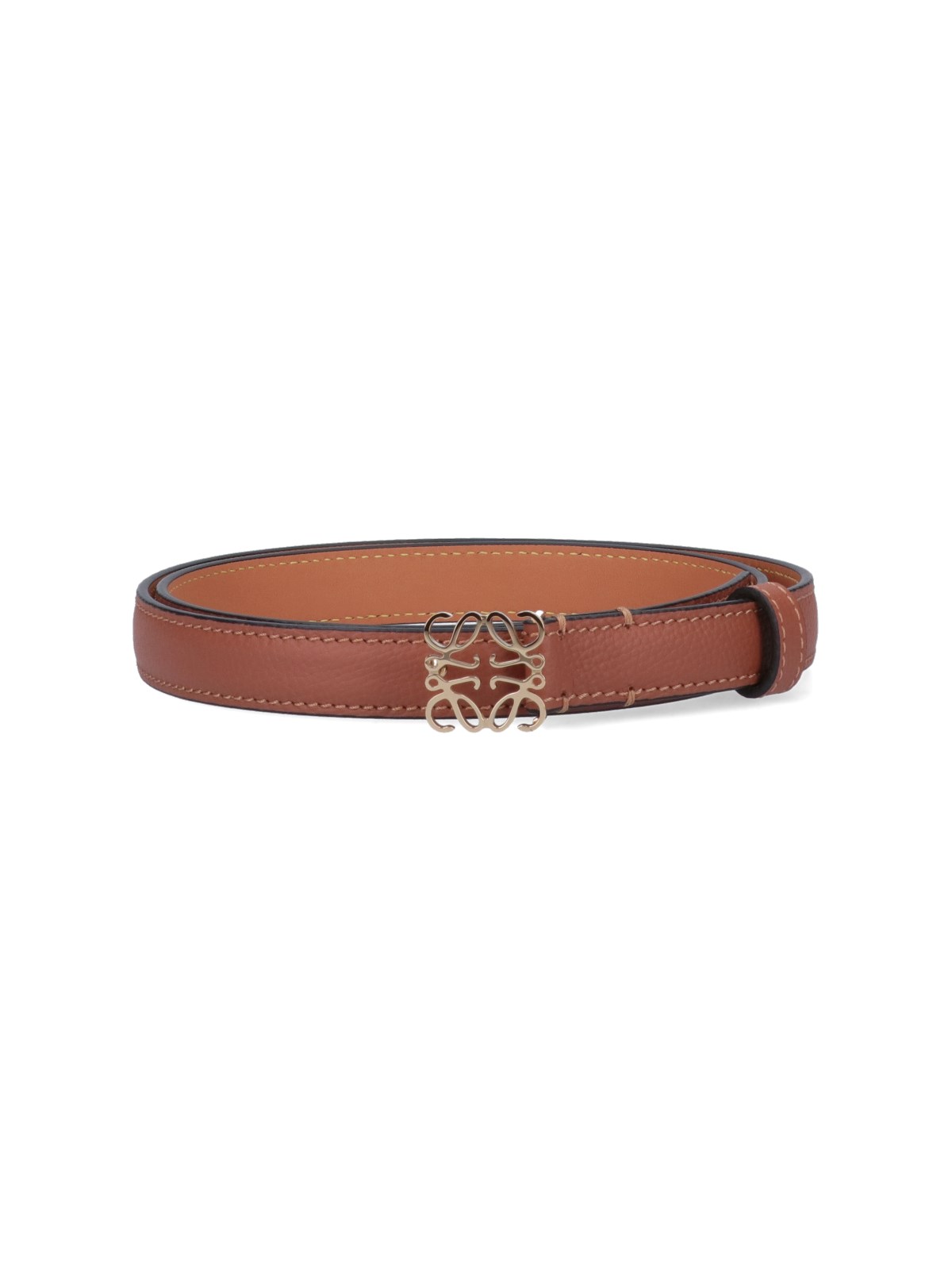 Shop Loewe 'anagram' Thin Belt In Brown