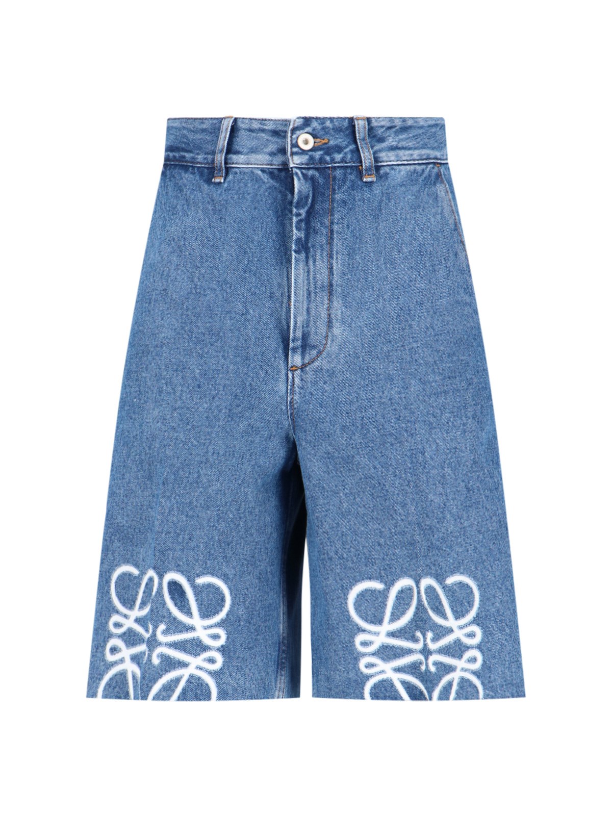 Loewe 'anagram' Denim Shorts In Blue