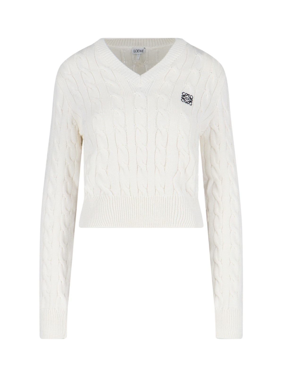 Loewe Logo Crop Sweater In White