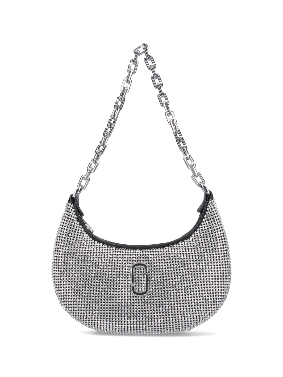Shop Marc Jacobs 'rhinestone Small Curve' Shoulder Bag In Gray