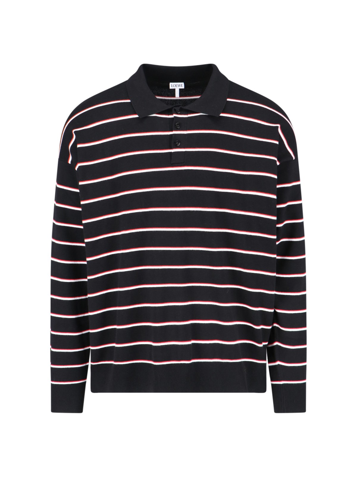 Shop Loewe Knitted Polo Shirt In Black  